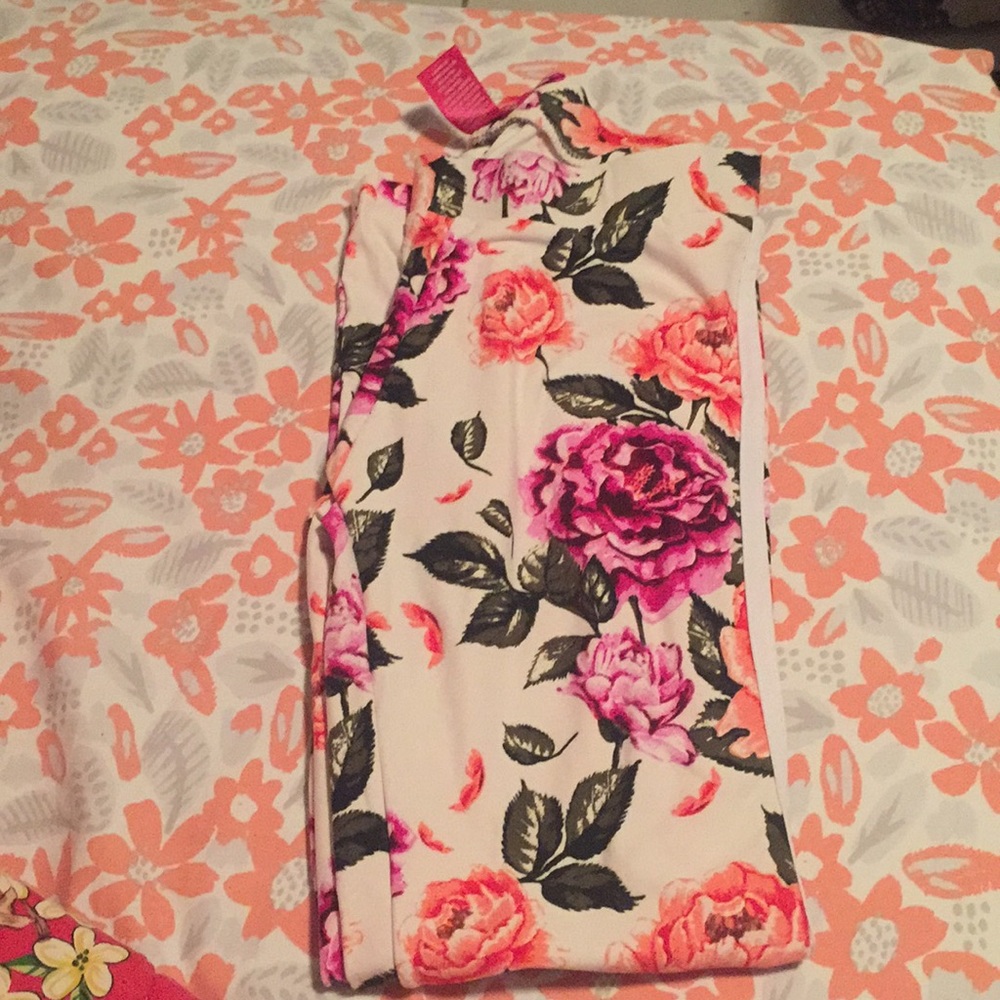 Floral white leggings